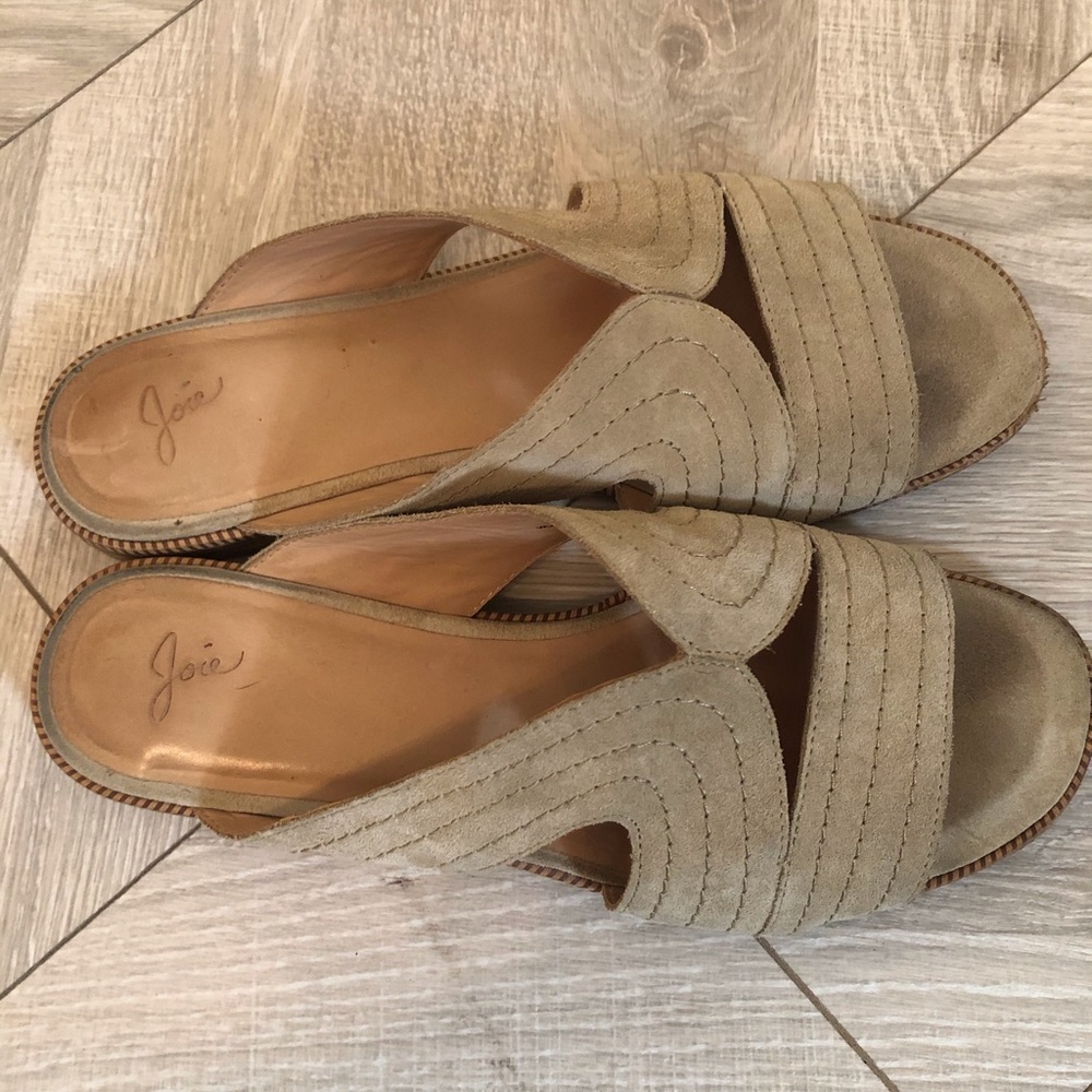 Joie Suede Tan Leather Sandals Shoes 39 9